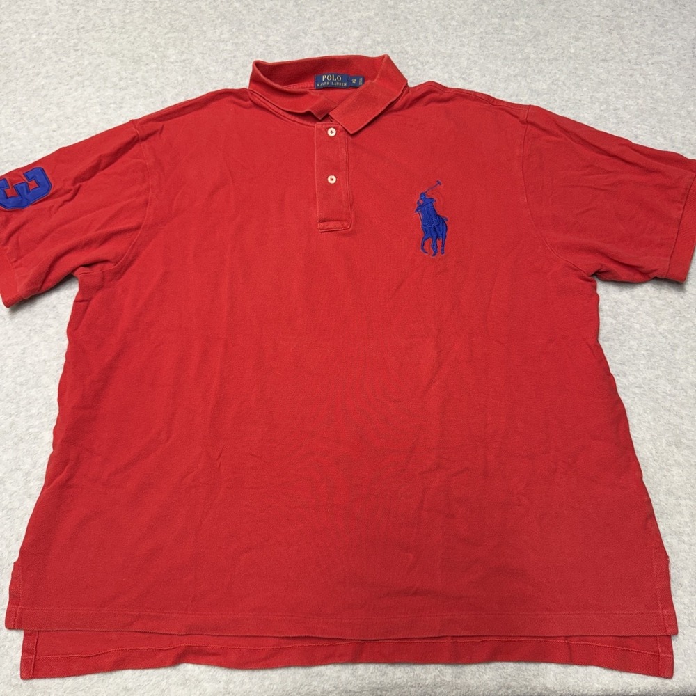 Polo Ralph Lauren Big Pony Polo Shirt Mens Big 2X Red Cotton Short Sleeve